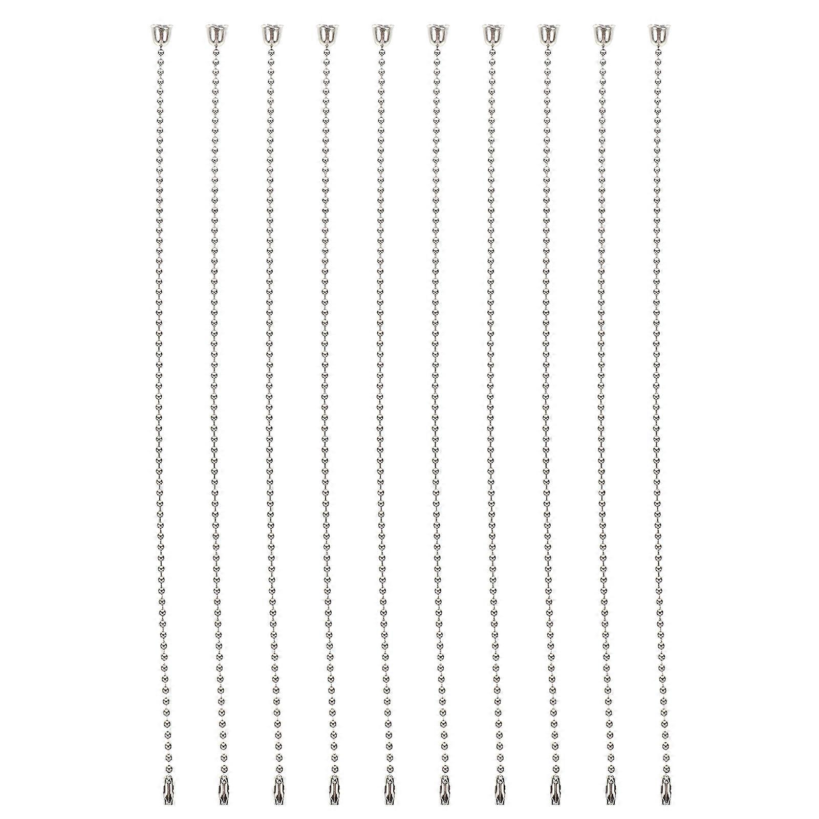 Elegant Ceiling Fan Pull Chains Pendant For Ceiling Light 100Cm Silver Round Beads 10Pcs