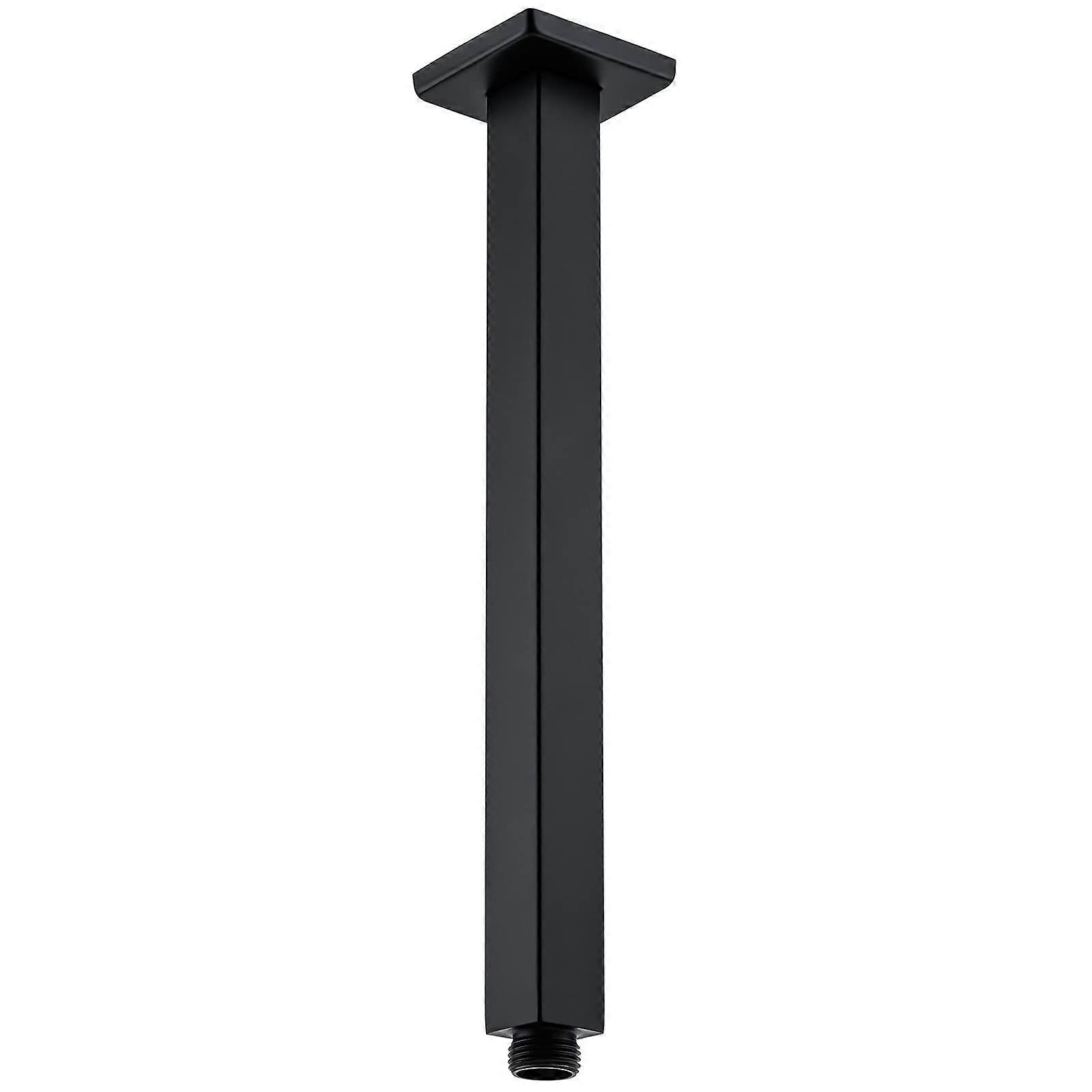 12 Inch Matte Black Ceiling Mount Shower Arm with Square Flange for Large Rainfall Heads
