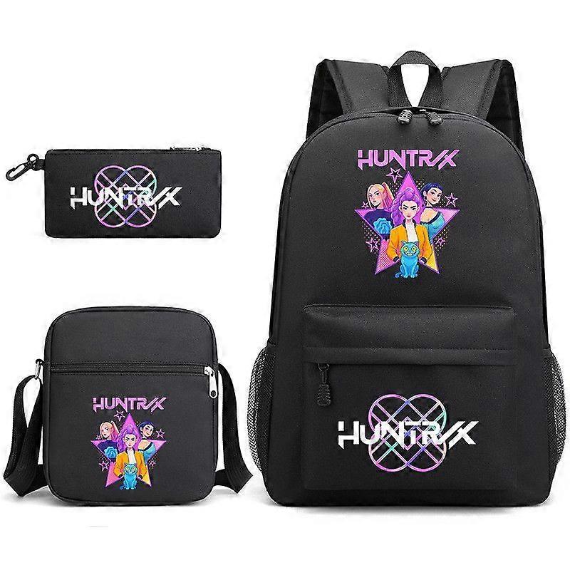 Kpop Devil Hunter Magic Hunter Printed Backpack Teenage Student Schoolbag Three-Piece Pencil Case