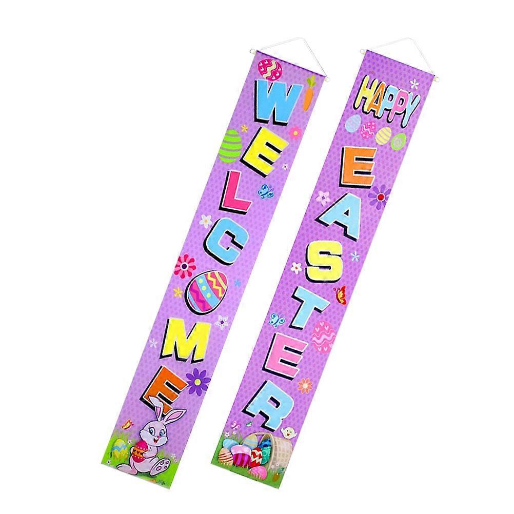 Outdoor Door Banner 1Pair Easter Decor for Decoration with Violet Material