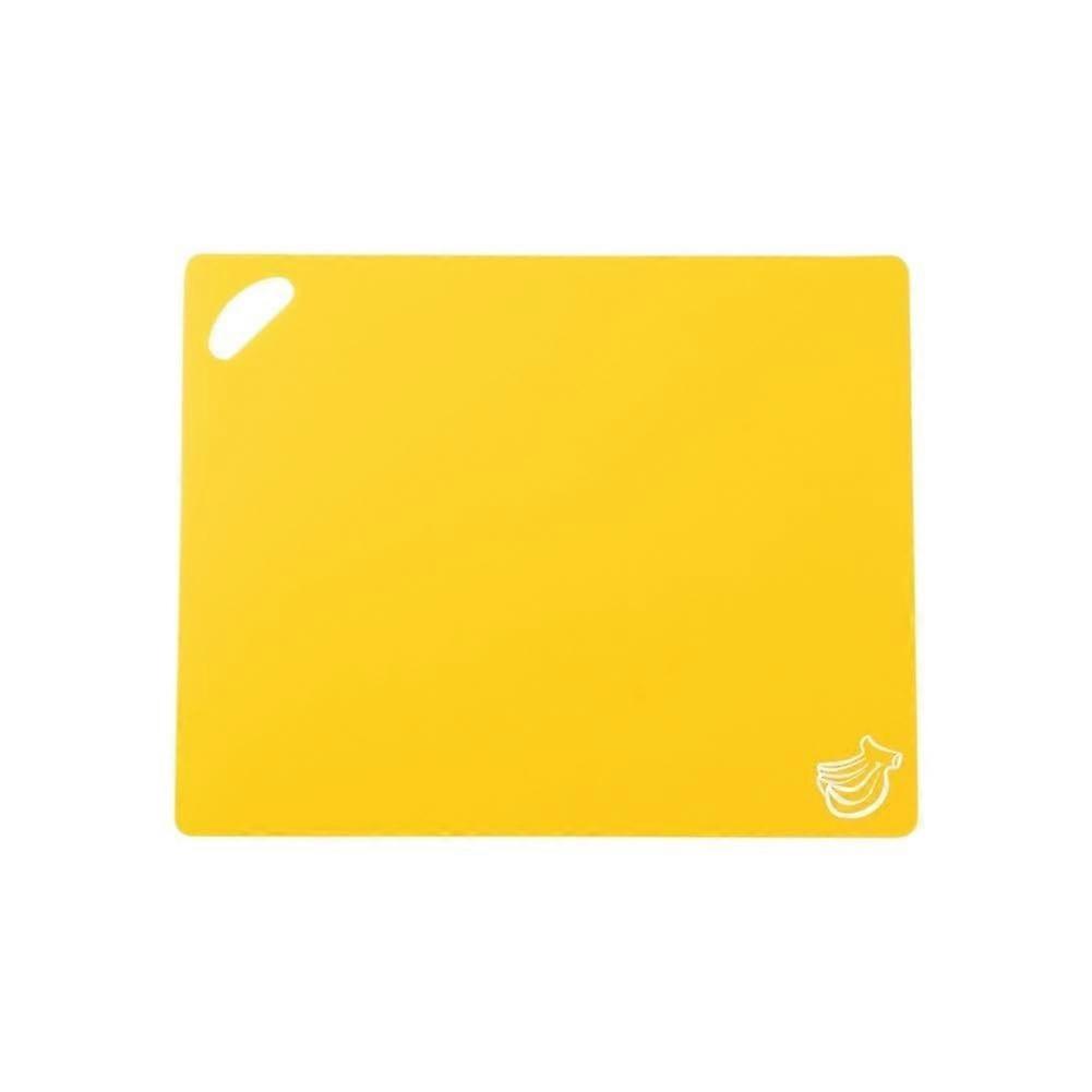 NonSlip Flexible Plastic Cutting Board for Kitchen Meat and Vegetables, Durable Yellow Mat