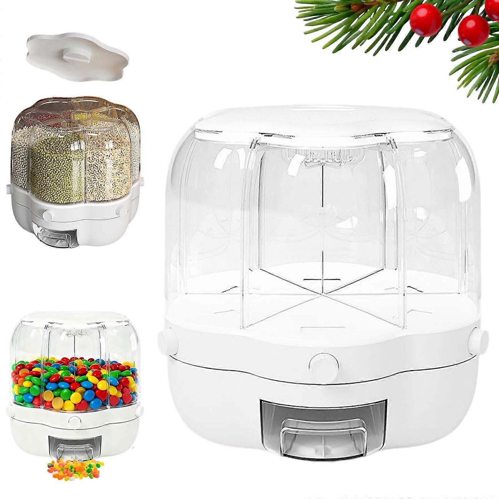 Snack Dispenser with 360 Degree Rotation, Six Compartments, Large Capacity Kitchen Counter Organizer