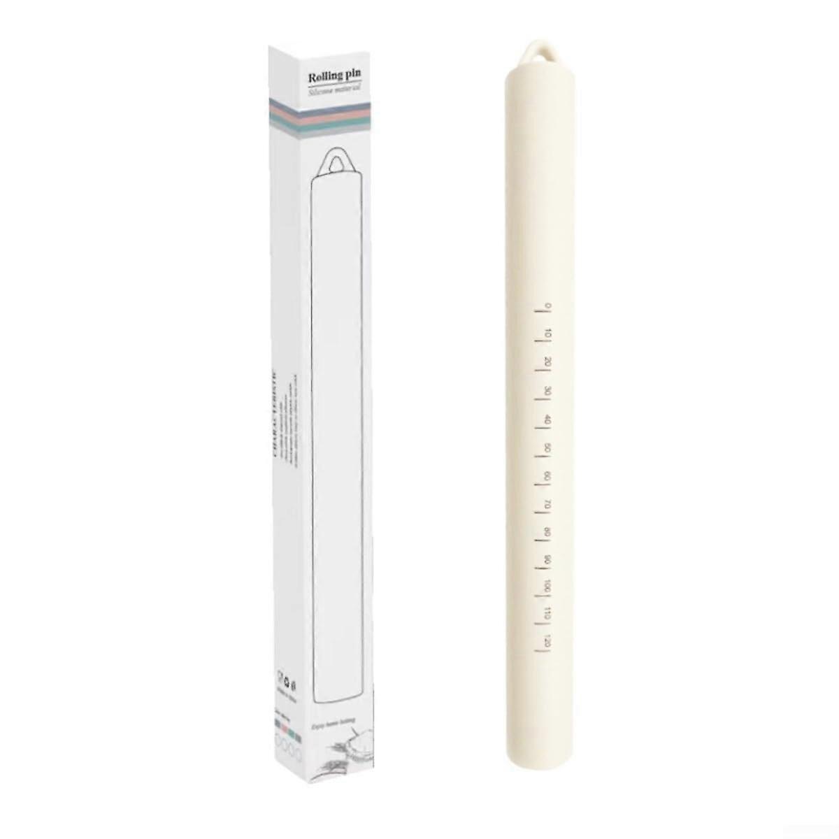 Silicone Rolling Pin for Baking with Nonstick Surface and Ergonomic Grip, White Dishwasher Safe