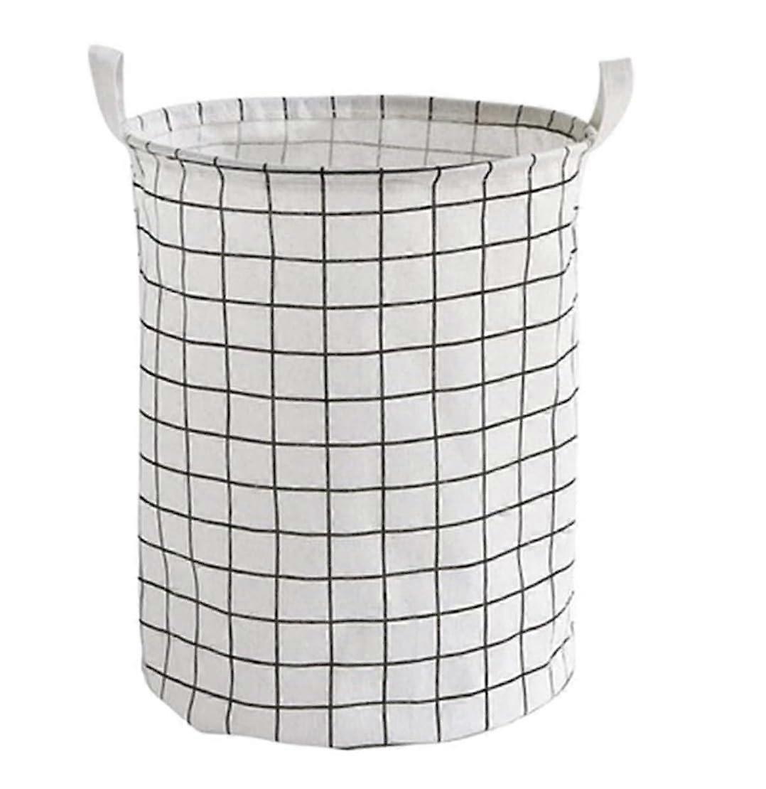 Foldable Cotton Linen Laundry Basket Waterproof Round Hamper Large Clothes Storage Organizer