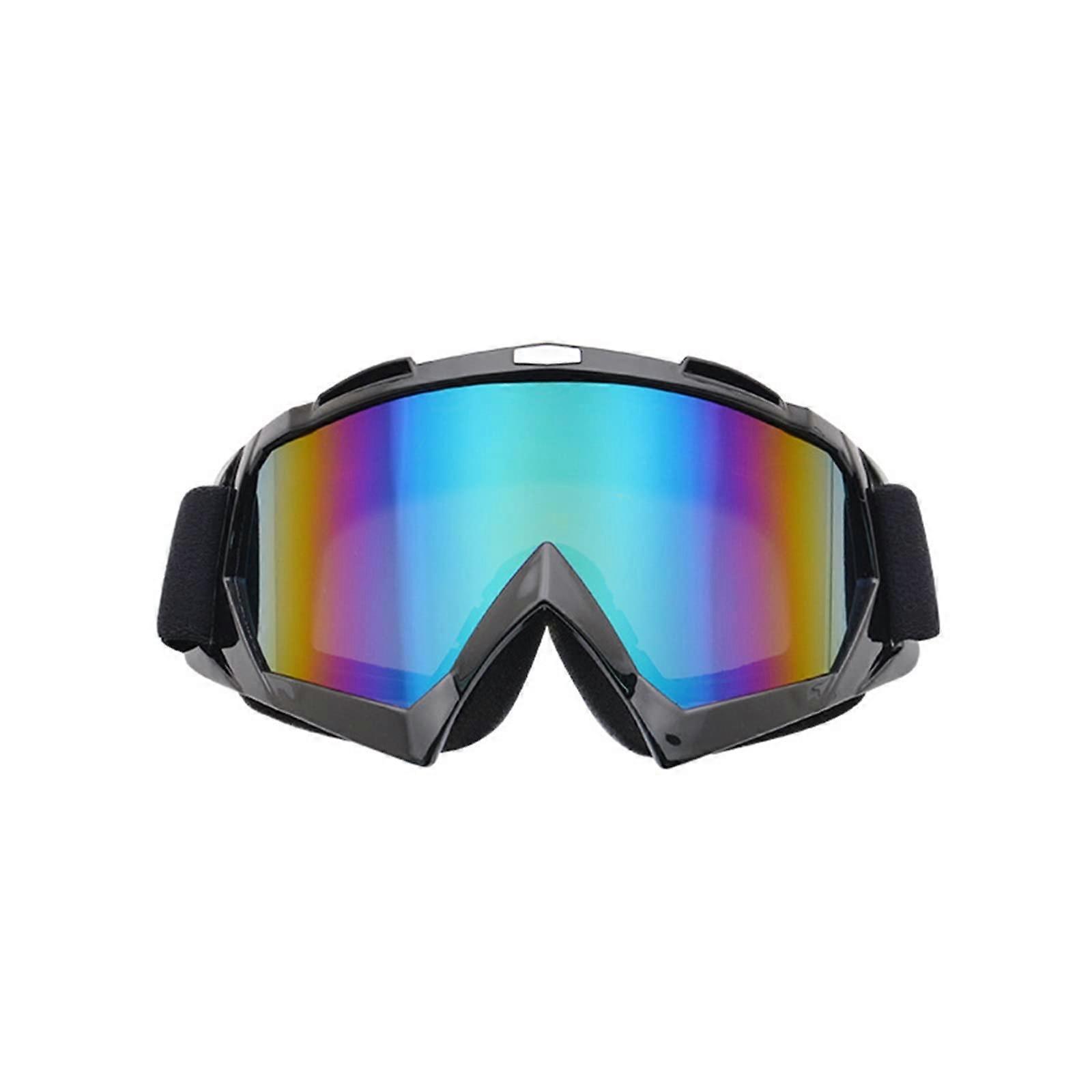 Ski Goggles and Motorcycle Goggles with AntiFog Reflective Lens, Windproof, Light Yellow, Adjustable Strap