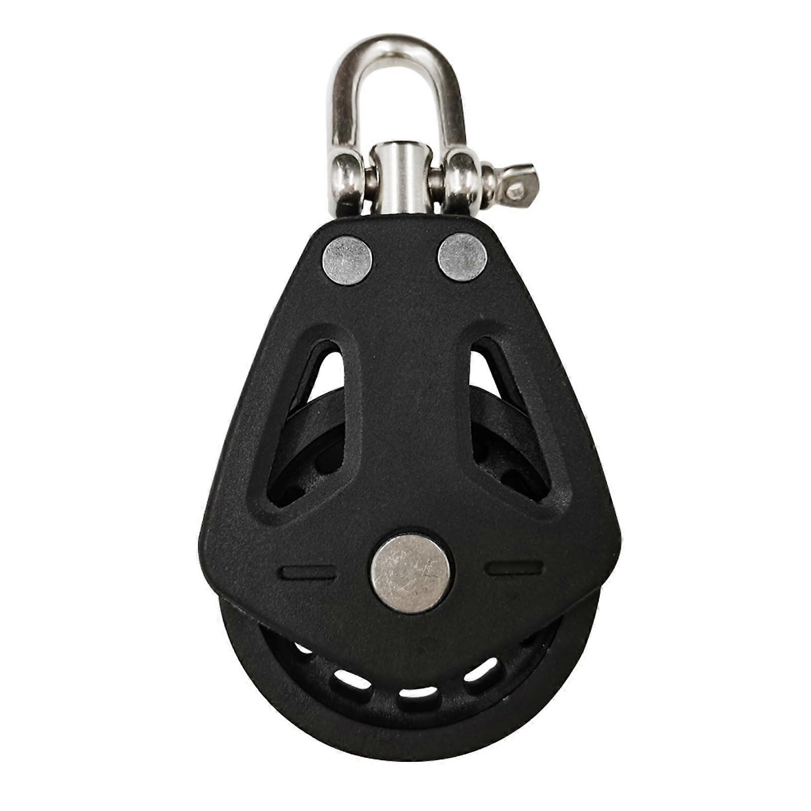Black Nylon Pulley Block with Rotating Bearing, 360° Smooth Rotation,  Load for Strength Training and Sailboats