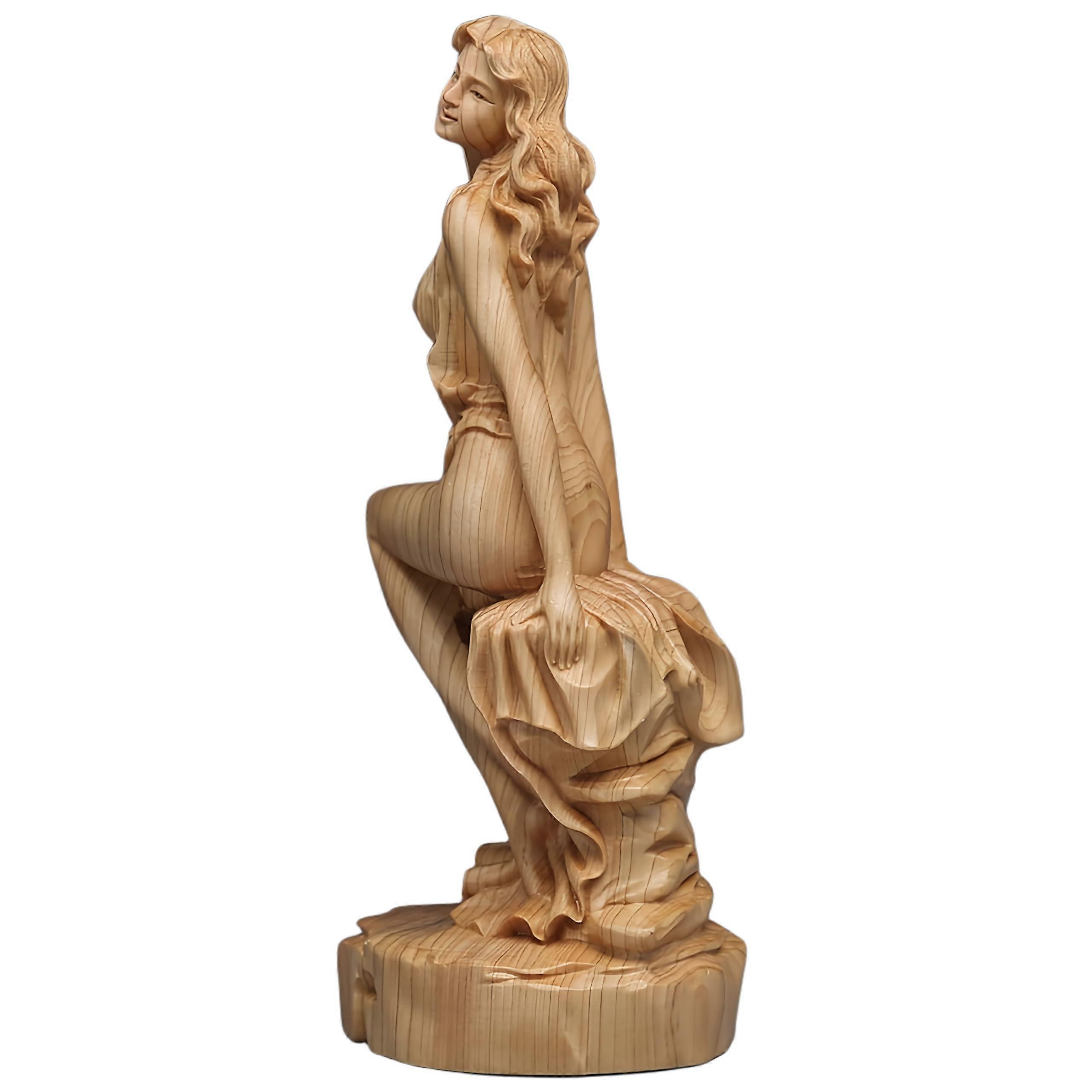 Wooden Carved Sculpture Female Silhouette Handcrafted Natural Wood Home and Office Decor