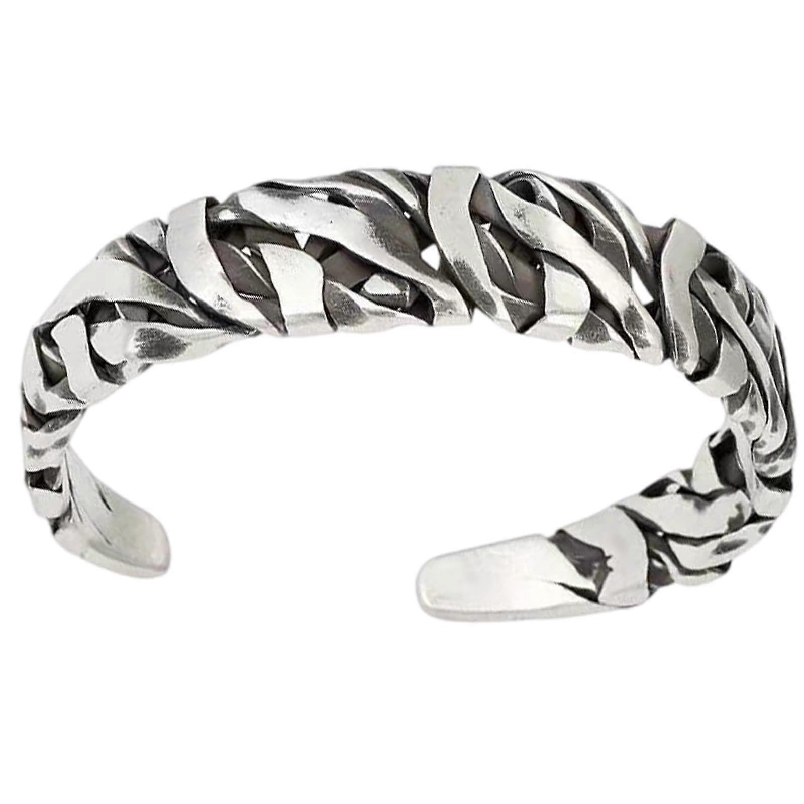 Men's Copper Cuff Bracelet Adjustable Open Wide Design with Hammered Vintage Texture