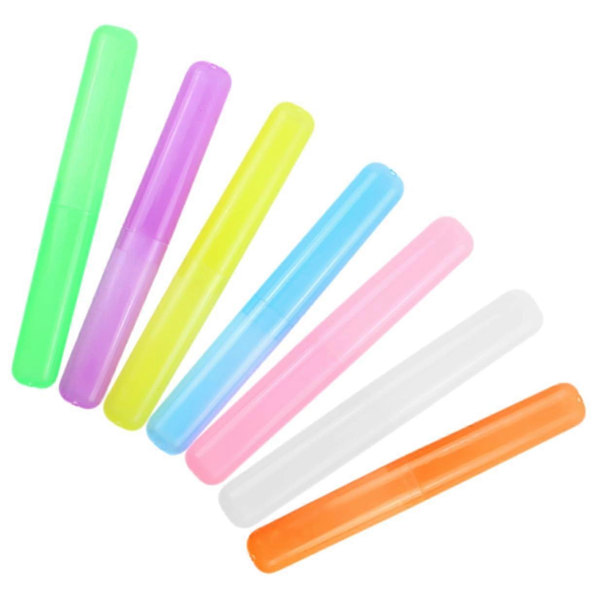 7pcs Travel Toothbrush Case Set with Hygienic Storage and Snap Closure for Camping