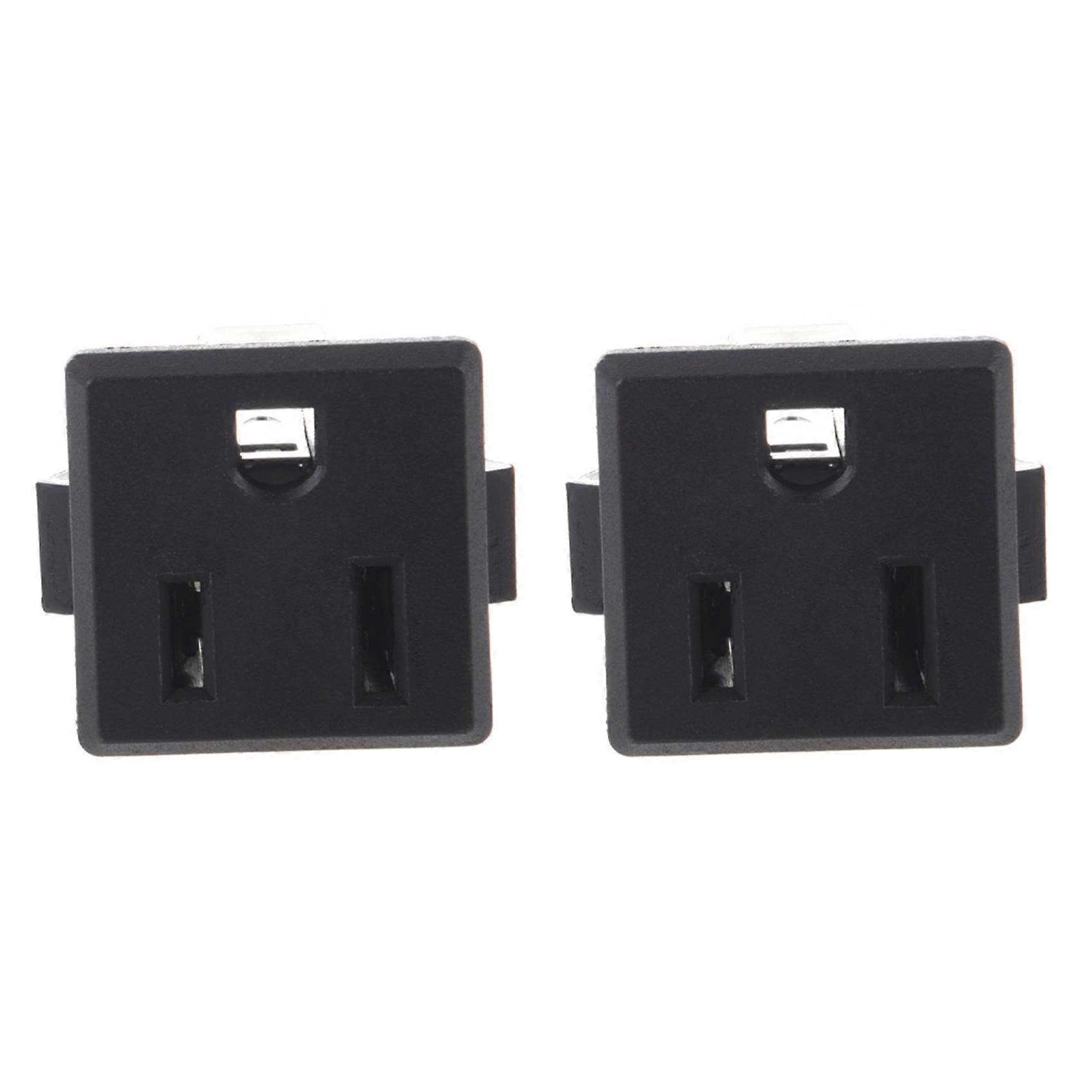 2X AC 125V 15A Panel Mount US Outlet Power Socket Black