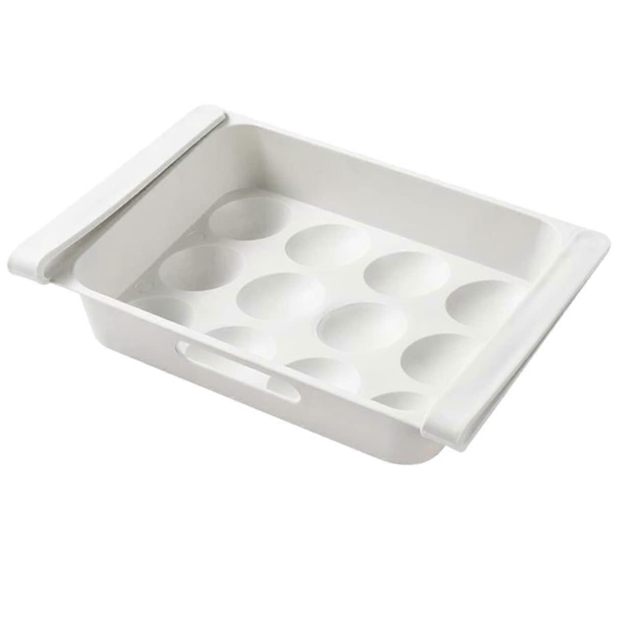 Egg Storage Container with AntiCrack Grooves, Durable Plastic Egg Tray for Refrigerator, 3pcs White