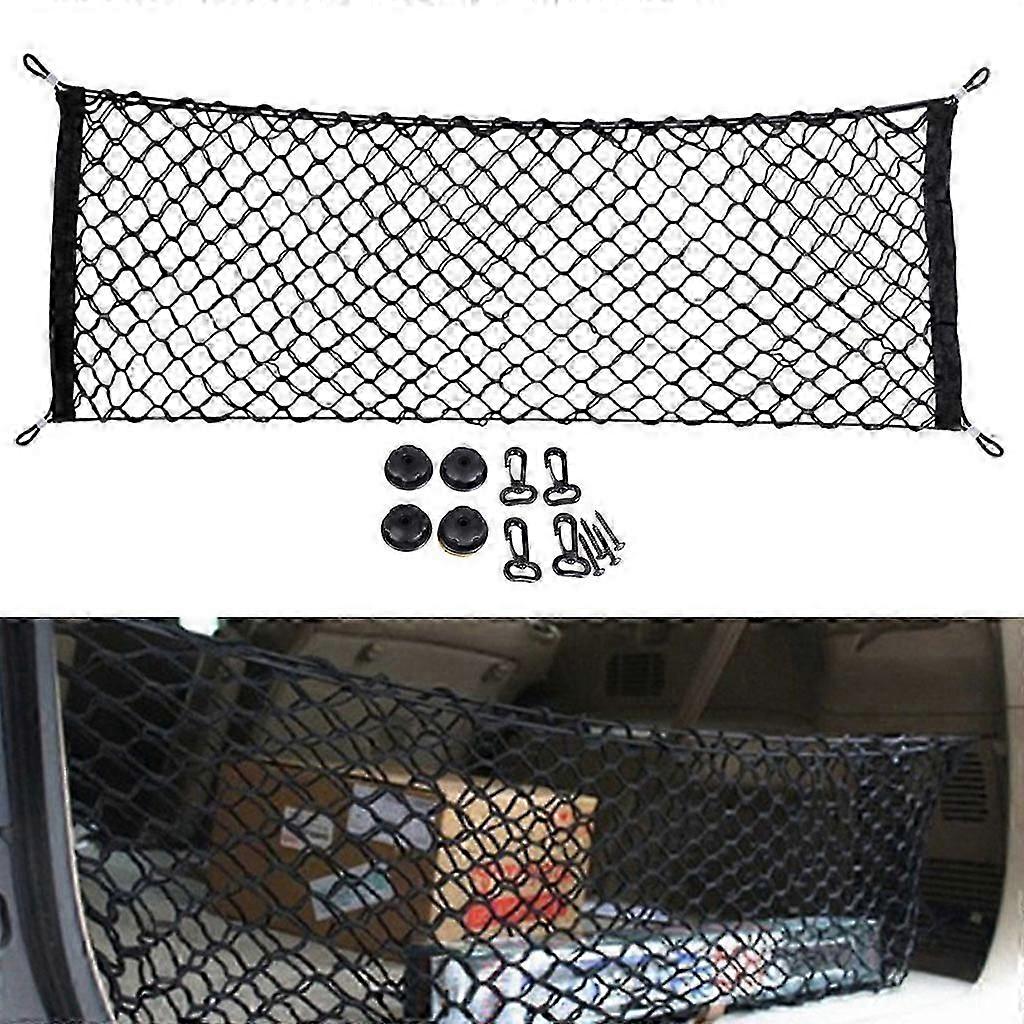 Adjustable Double-Layer Black Cargo Net for Vehicle Storage