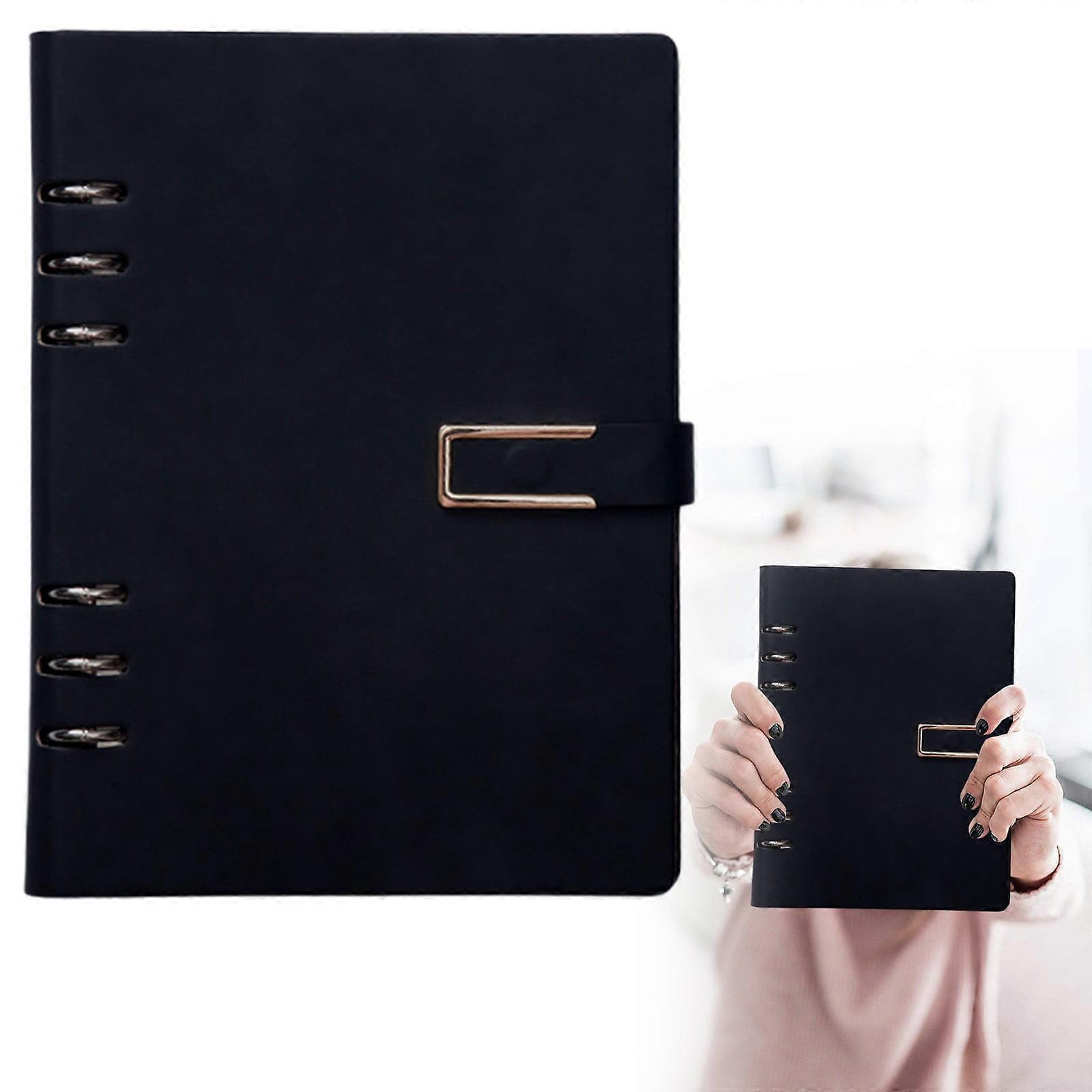 Leather A5 Notebook 6 Ring A5 PU Leather Refillable Notebook With Paper Navy