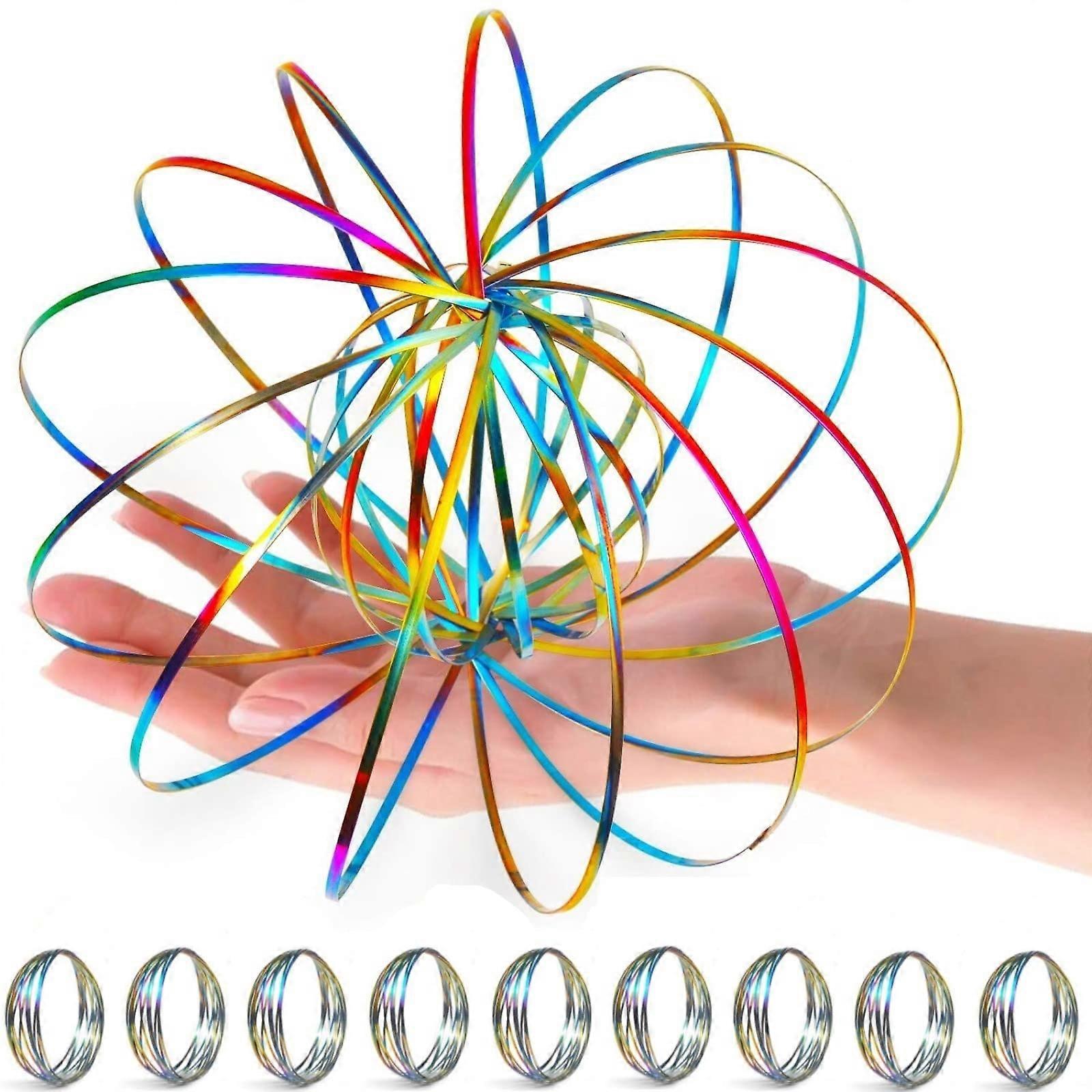 Color Coded Flow Spinner Ring Set 9 Pack for Stress Relief and Quick Color Identification