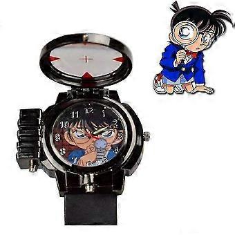 Orologio al quarzo per bambini a tema Detective Conan con luce a LED e action figure di lancio, giocattolo regalo anime per ragazzi e ragazze