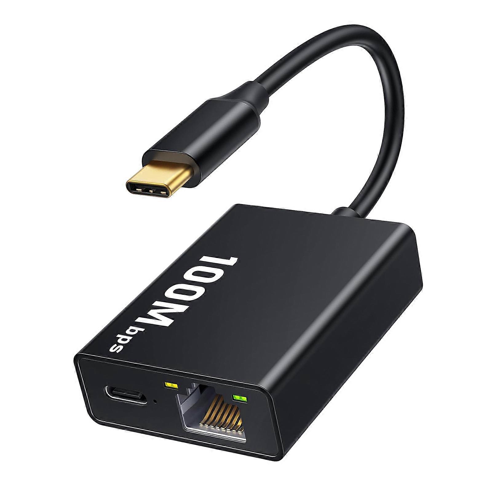 Type C to RJ45 Ethernet Adapters 100Mbps With Quick Charging Function For Laptops Multicolor