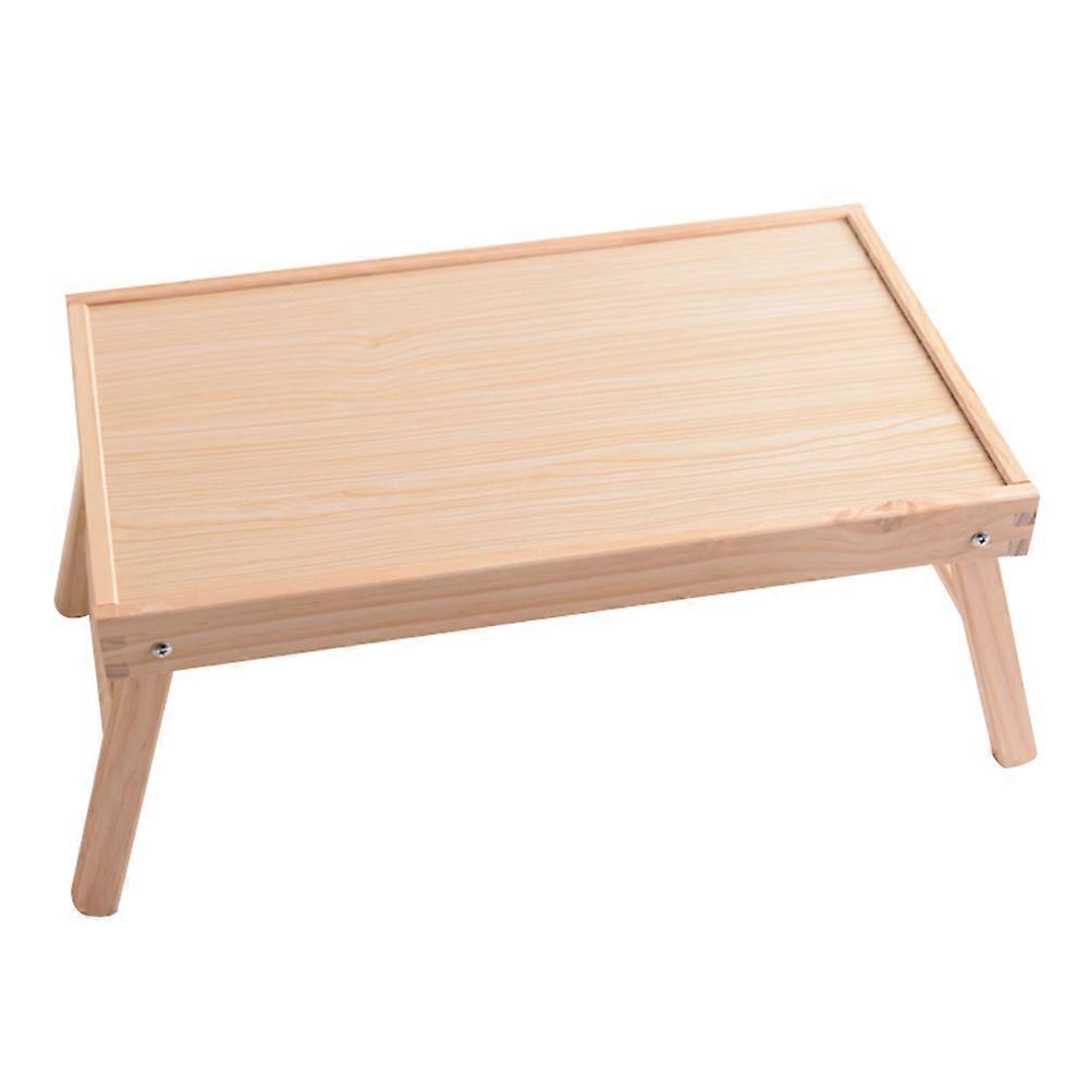 Solid Wood Tea Tray Portable Serving Table with Foldable Legs 1Pcs