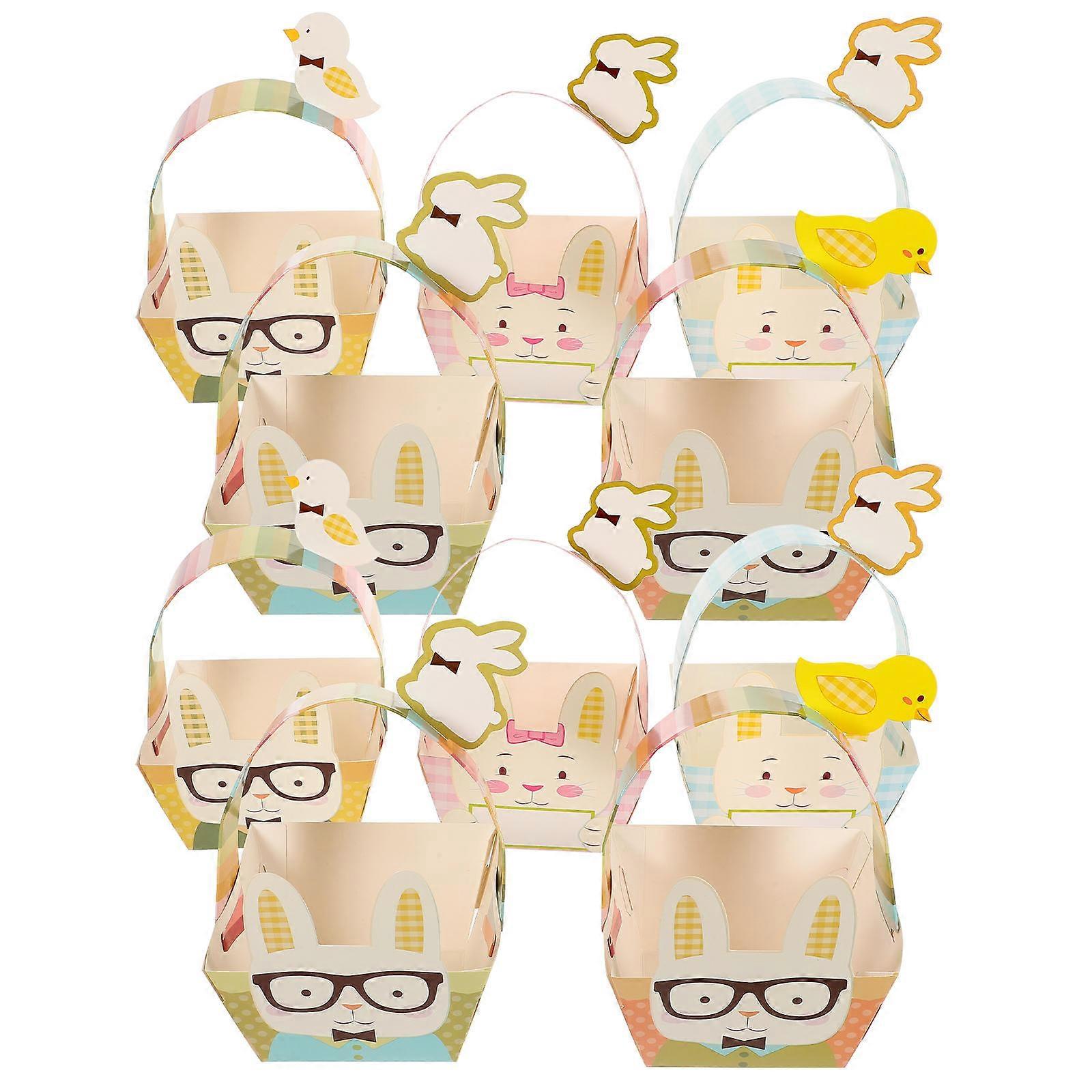15pcs Easter Candy Baskets Lovely Rabbit Paper Baskets DIY Paper Containers