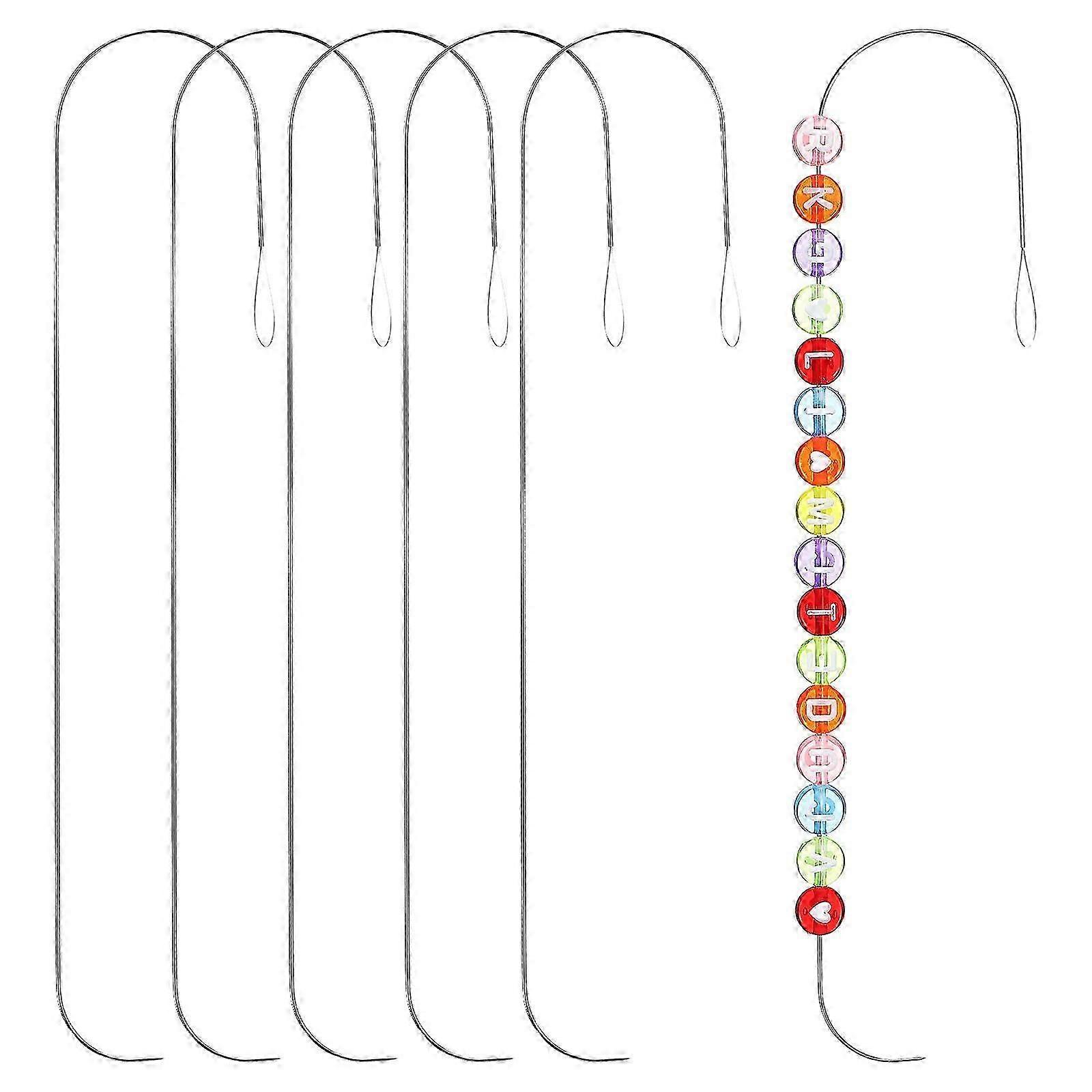 6Pcs Metal Beading Needles for Bead Threading Silver