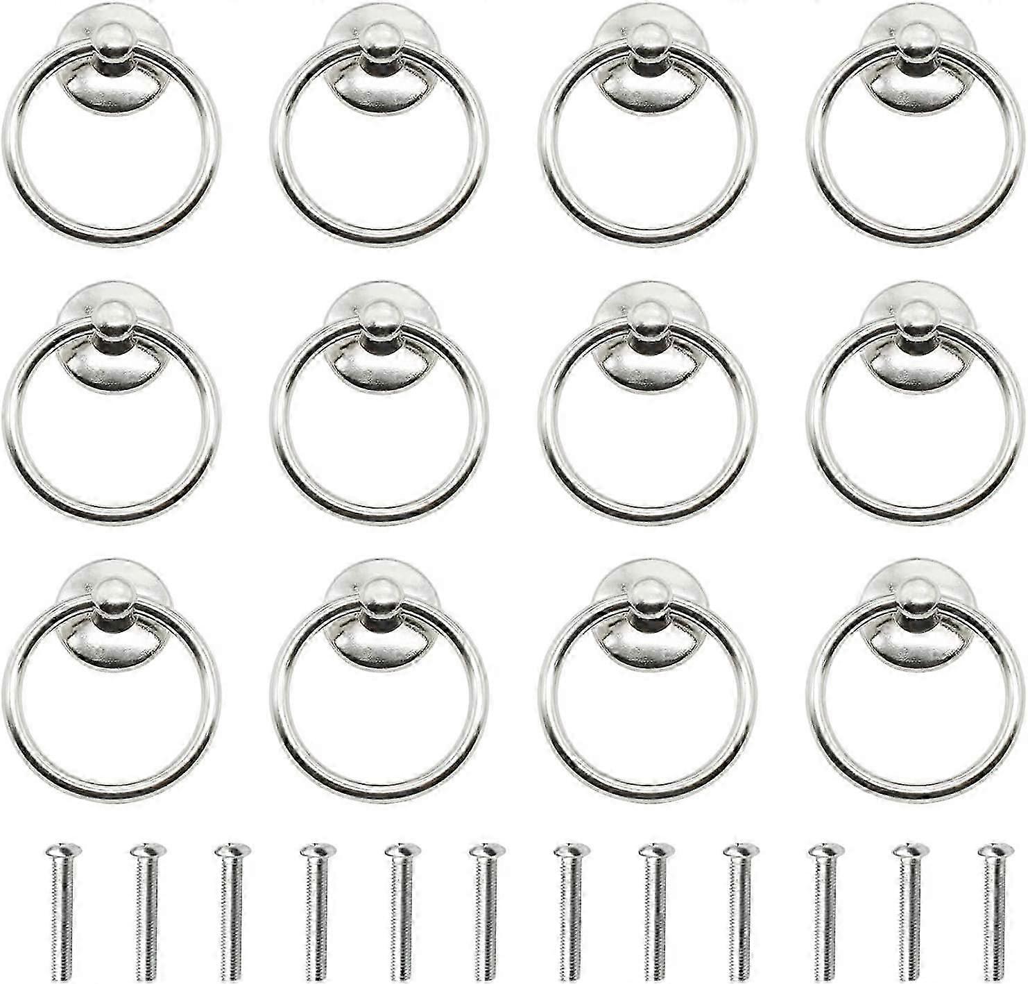 12 Pieces Drawer Pull Ring Knobs Metal Ring Pull Handle Knobs Used for Cabinet Drawer Cupboard Dresser Door