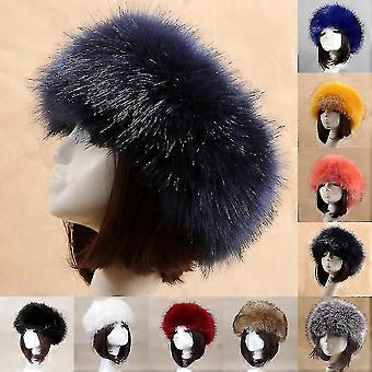 Muoti pörröinen Faux Fox Fur Naisten Hattu Talvi Suksipää Korvanlämmitin Cap-CE