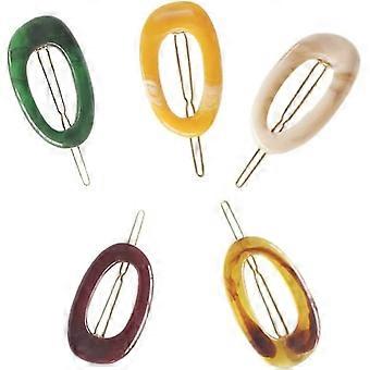 Akryl hårklämmor Marmor Hårklämmor Oval Barrettes Vintage hårnålar för tjej kvinna hår tillbehör5color5st)