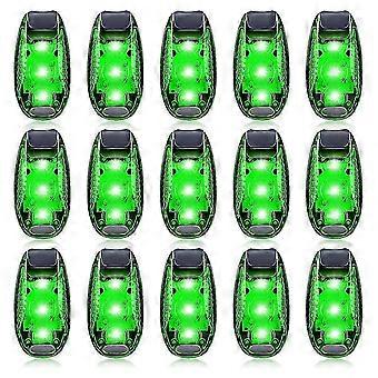 Conjunto de 15 luzes estroboscópicas de segurança LED verdes com clipe, de alta visibilidade, para corredores, ciclistas e pedestres.