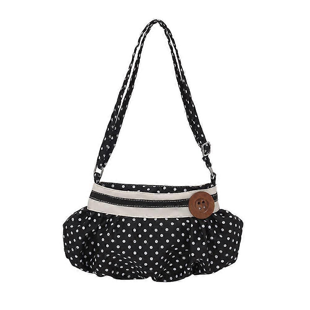 Pleated Shoulder Bag Retro Accents  Adjustable Strap Lightweight Polyester