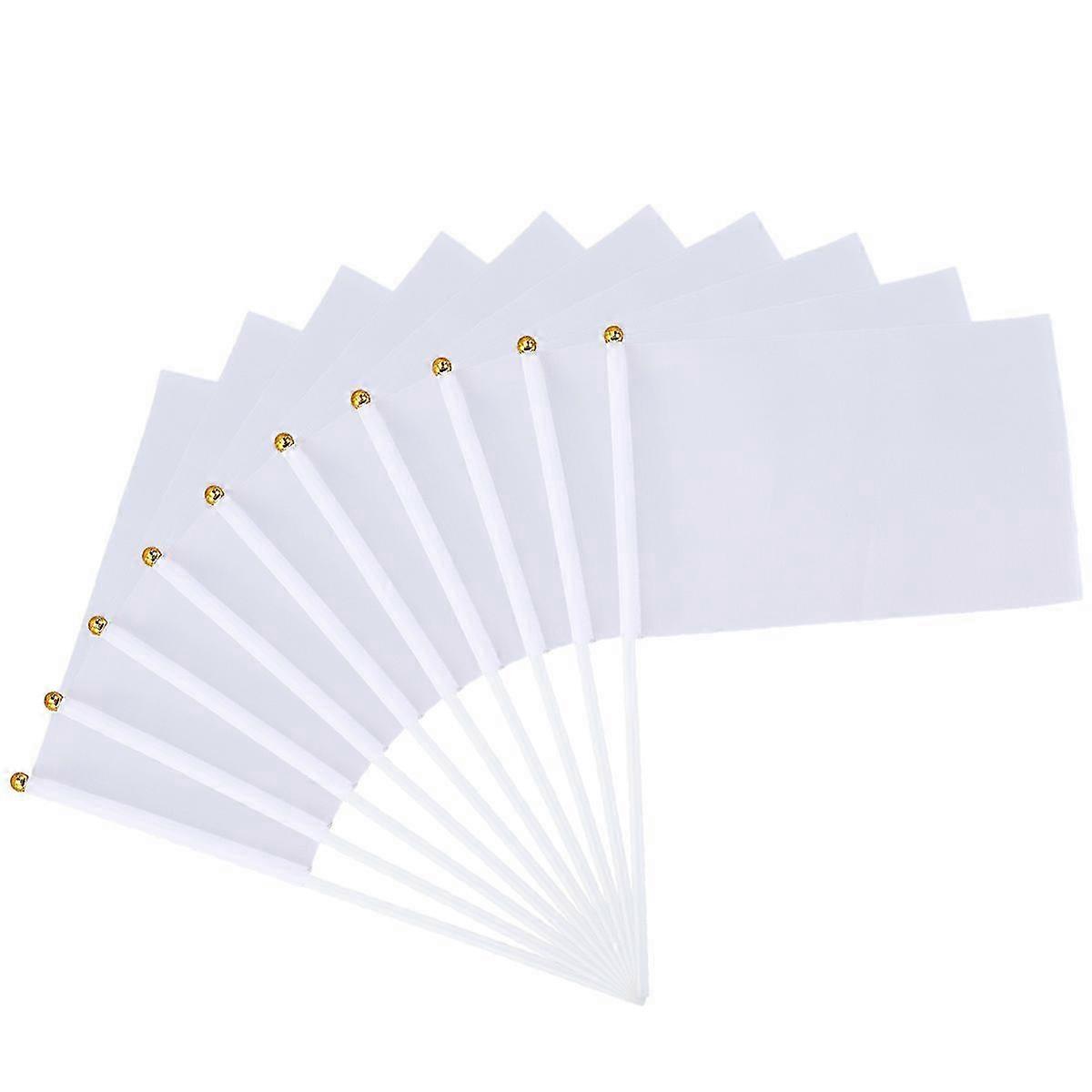 24PCS Hand-cranked Bunting Hand-cranked Flag Commanding Referee Flag Hand-cranked Flag Command Flag (White)