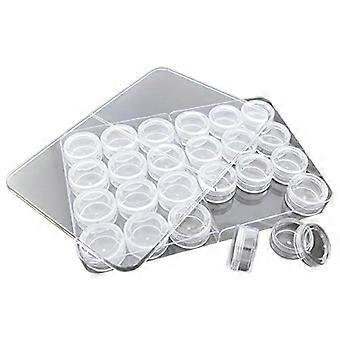 Transparent 24 Slot Nail Art Storage Box with Removable Empty Jars for Glitter and Deco Organizer