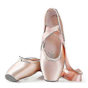 Professional Dancewear: Ballet Pointe Shoes with Ribbons, Suitable for Child & Adult Dancers