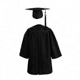 Children's 1 Set Graduation Gown & Cap - Zippered Polyester Academic Dress for Kids - DF