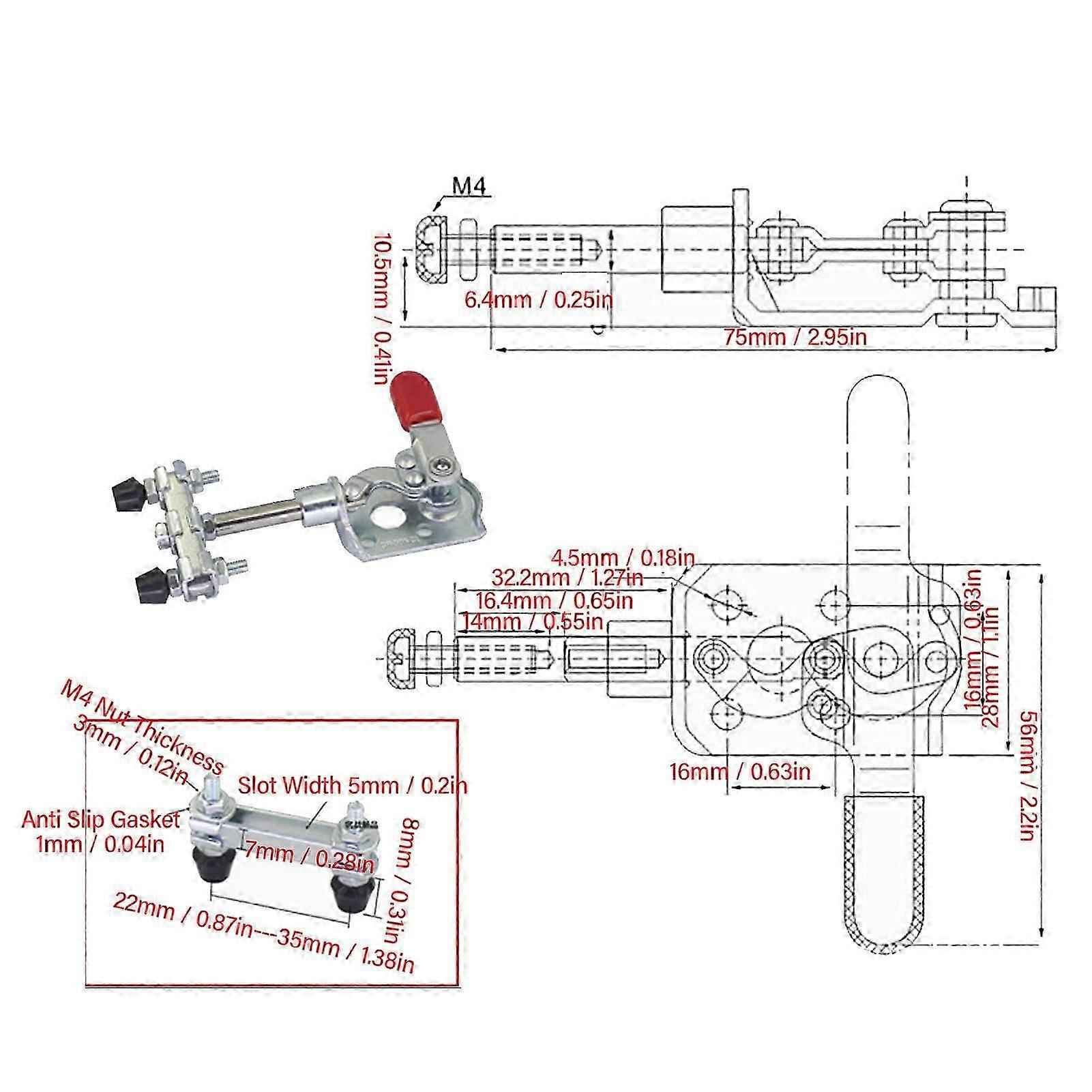 40kg Force Push Pull Toggle Clamp Compatible with FA3004B Iron 16.4mm Stroke Left Right