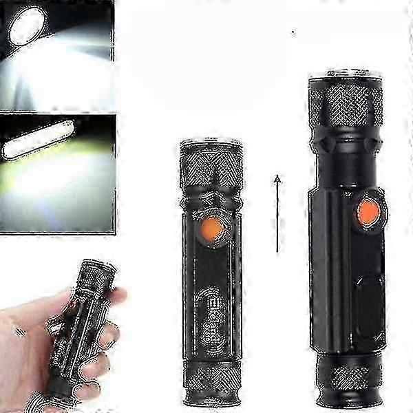 T6 3modes Magnetic Tail Rechargeable Zoomable Led Flashlight