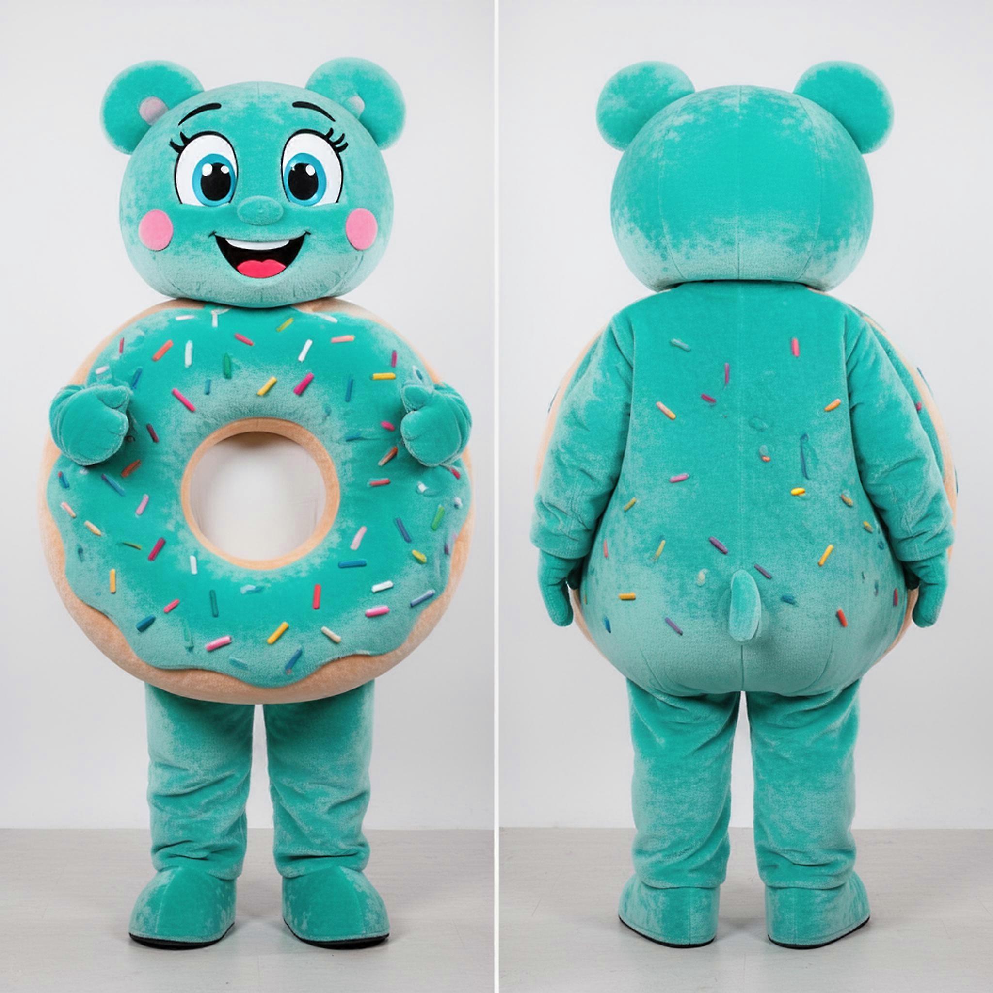 MASTICOT Teal Iced Plush Donut Mascot