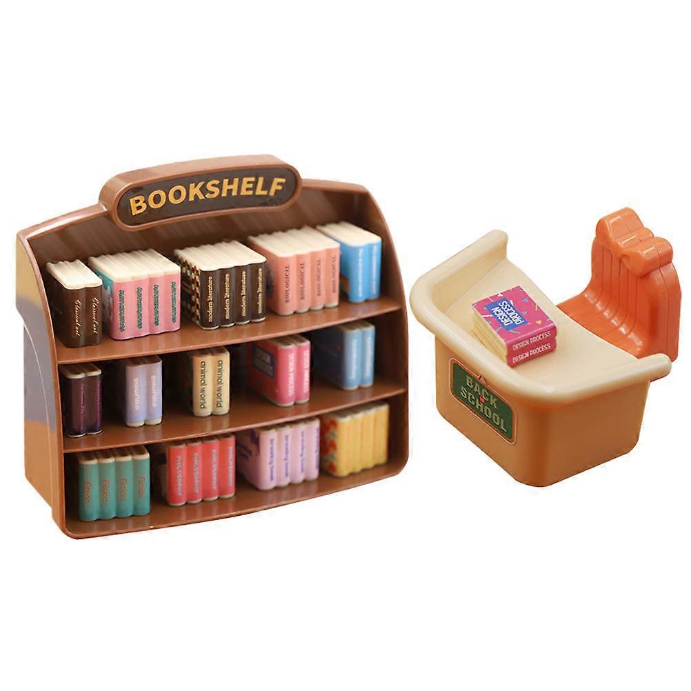 Miniature Stuff Mini Book Shelf for Playing 5Sets Plastic Material