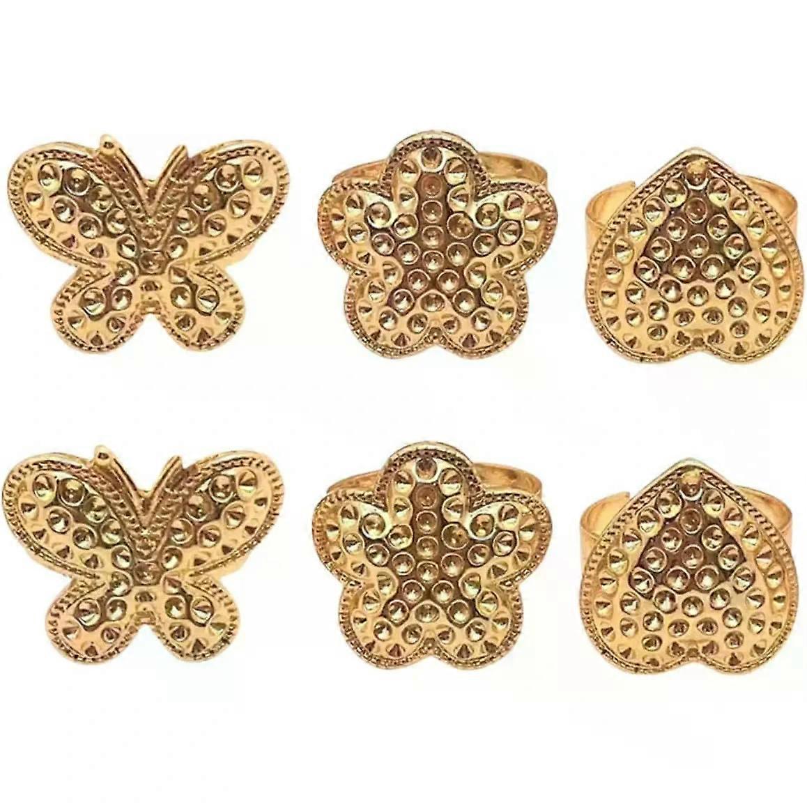 Metal Adjustable Ring Thimbles 6pcs Hand Sewing Protectors