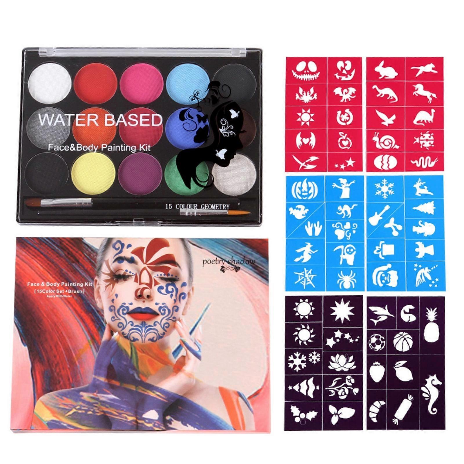 Complete Face and Body Paint Palette | Water-Based Formula, Compact Case, Face