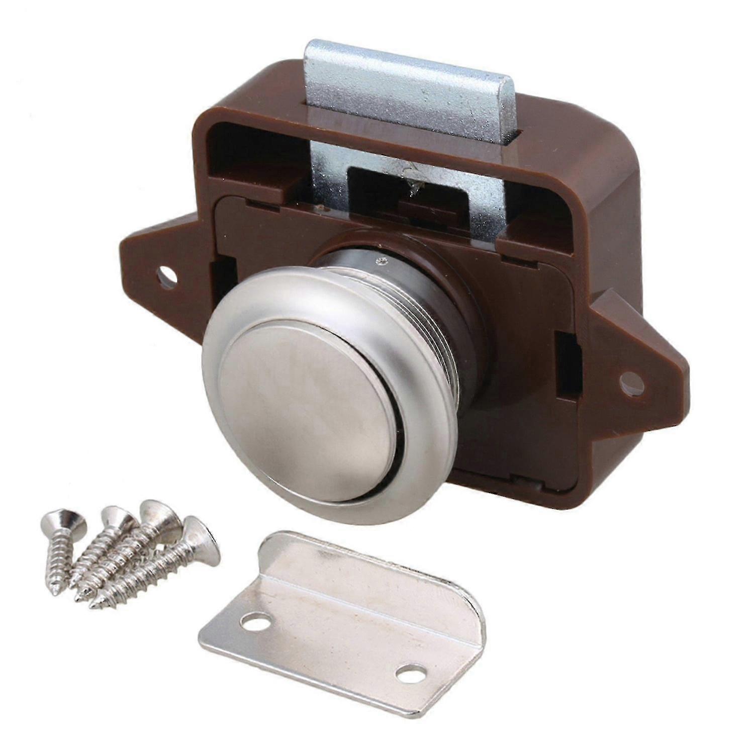 Push button lock compatible with caravan storage cabinet brown silver