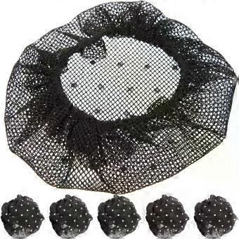 6pcs Black Hair Bun Nets for Women, Elastic Polyester Hairnets Rhinestones to Decorate Hair and Create Elegant Look, for Ballet, Dance, and Daily Styl