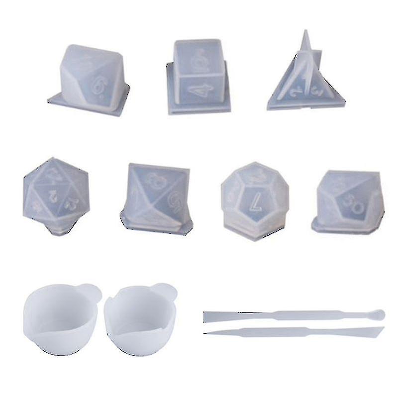 11pcs/set Dice Resin Mold Moulds Multi-spec Digital Game Dice Fillet Shape Multi-spec Silicone Mould Making - -youxiu