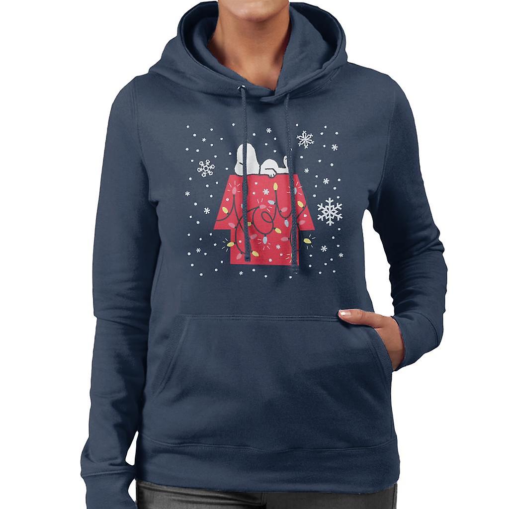 Peanuts Christmas Snoopy Lying Down Snowflakes Women's Hooded Sweatshirt
