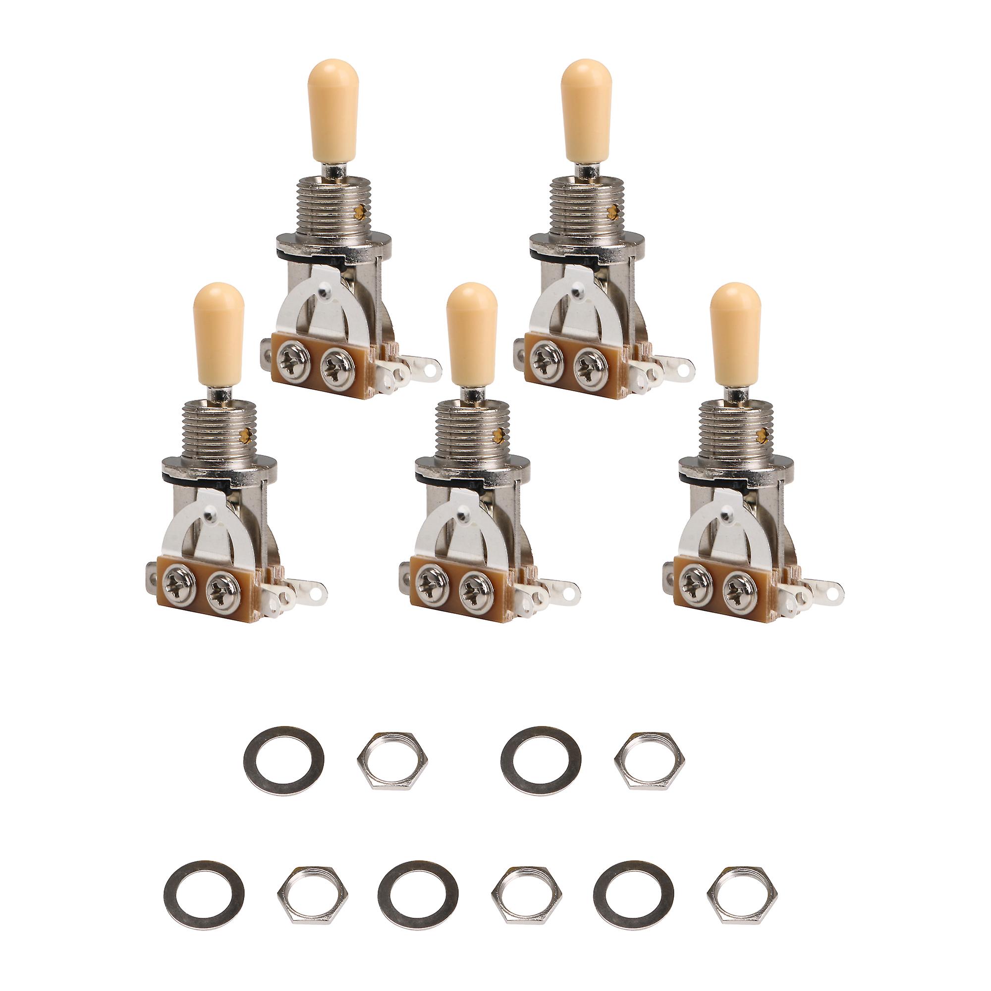 3-Way Guitar Chrome Switch Pickup Selector Toggle Switch Yellow Tip Set of 5