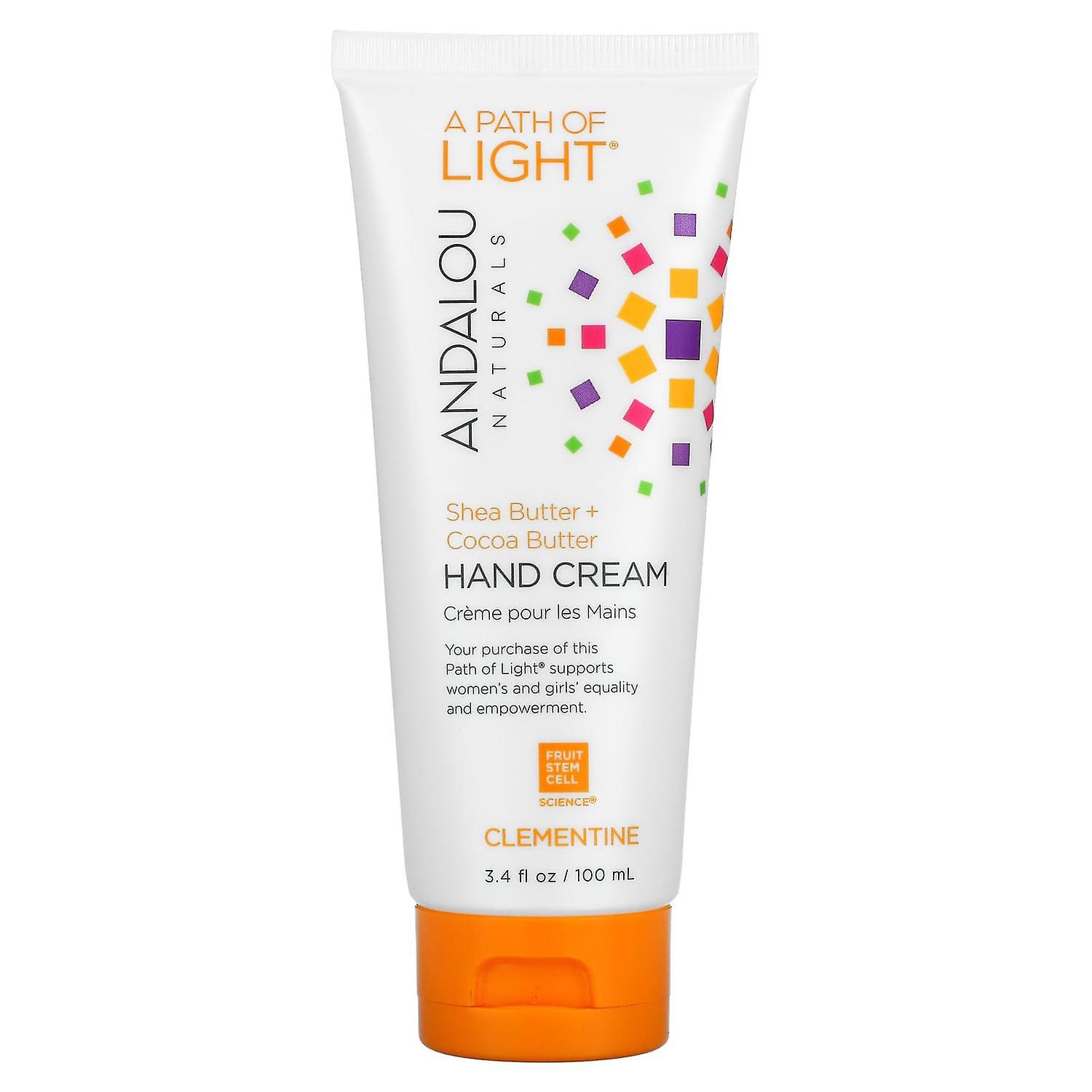 Andalou Naturals, A Path of Light, Shea Butter + Cocoa Butter Hand Cream, Clementine, 3.4 fl oz (100