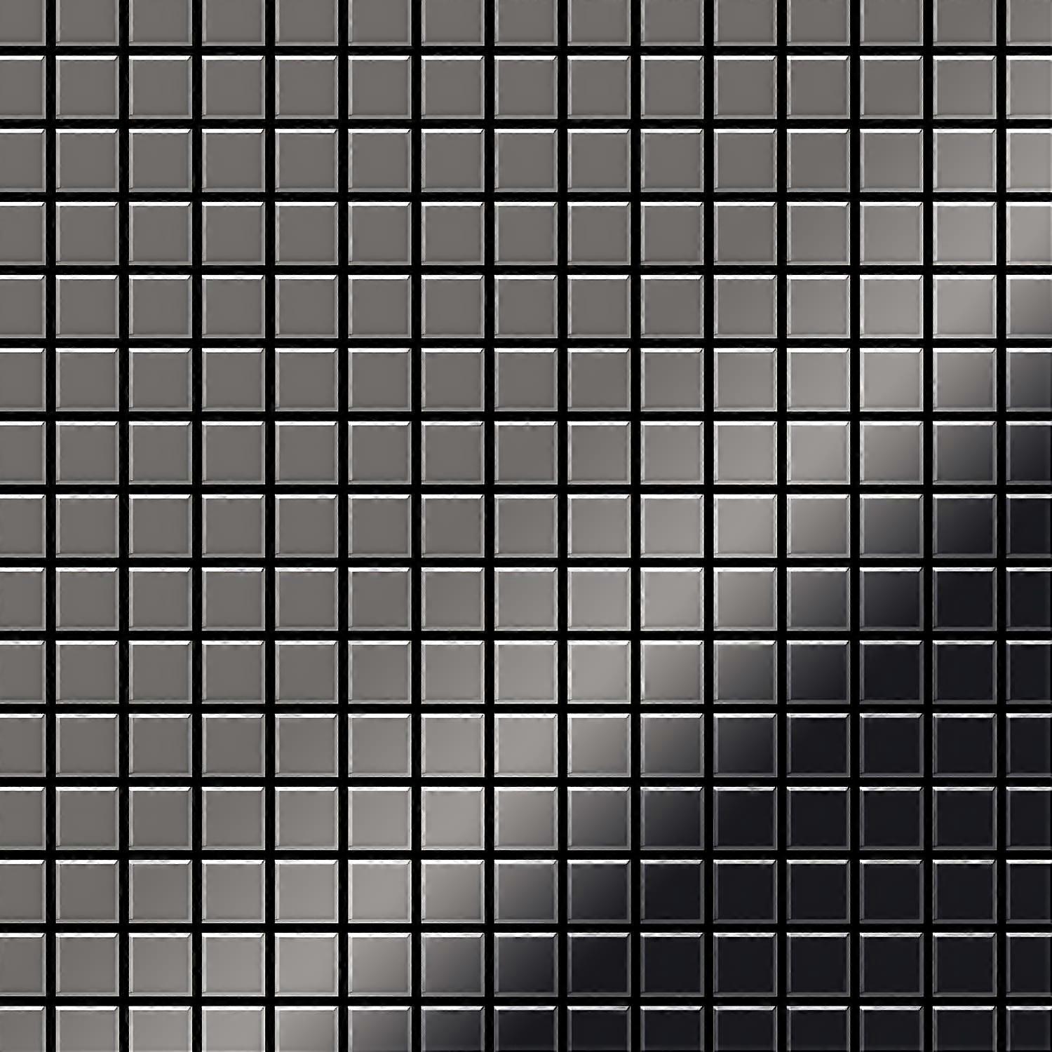 Mosaik Fliese massiv Metall Titan hochglänzend in dunkelgrau 1,6mm stark ALLOY Mosaic-Ti-SM 1,04 m2