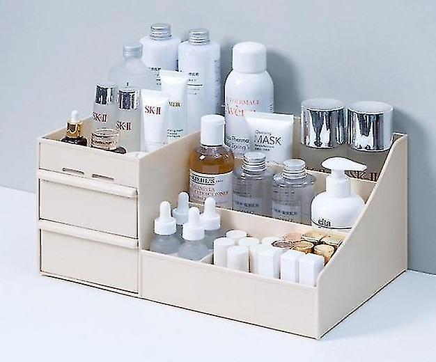 Khaki M Large Capacity Cosmetic Storage Box Makeup Drawer Organizer Container