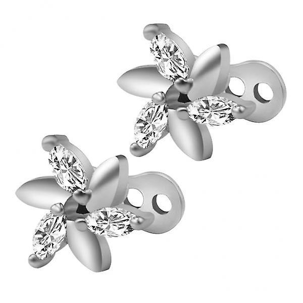 2x2pcs Dermal Anchor Tops et Base Titane Acier Piercing Bijoux Fleur