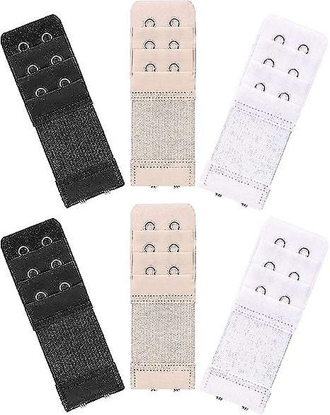6 Pieces Women's Soft Comfortable Elastic Bra Extenders Bra Extension Strap 2 Hook 3 Row Lady's Bra Extender Bra Band