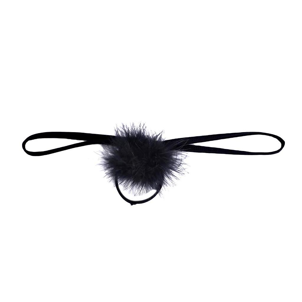Männer Sexy Plüsch T-Back Unterwäsche Niedrige Leibhöhe G-String String String Slips Schwarz