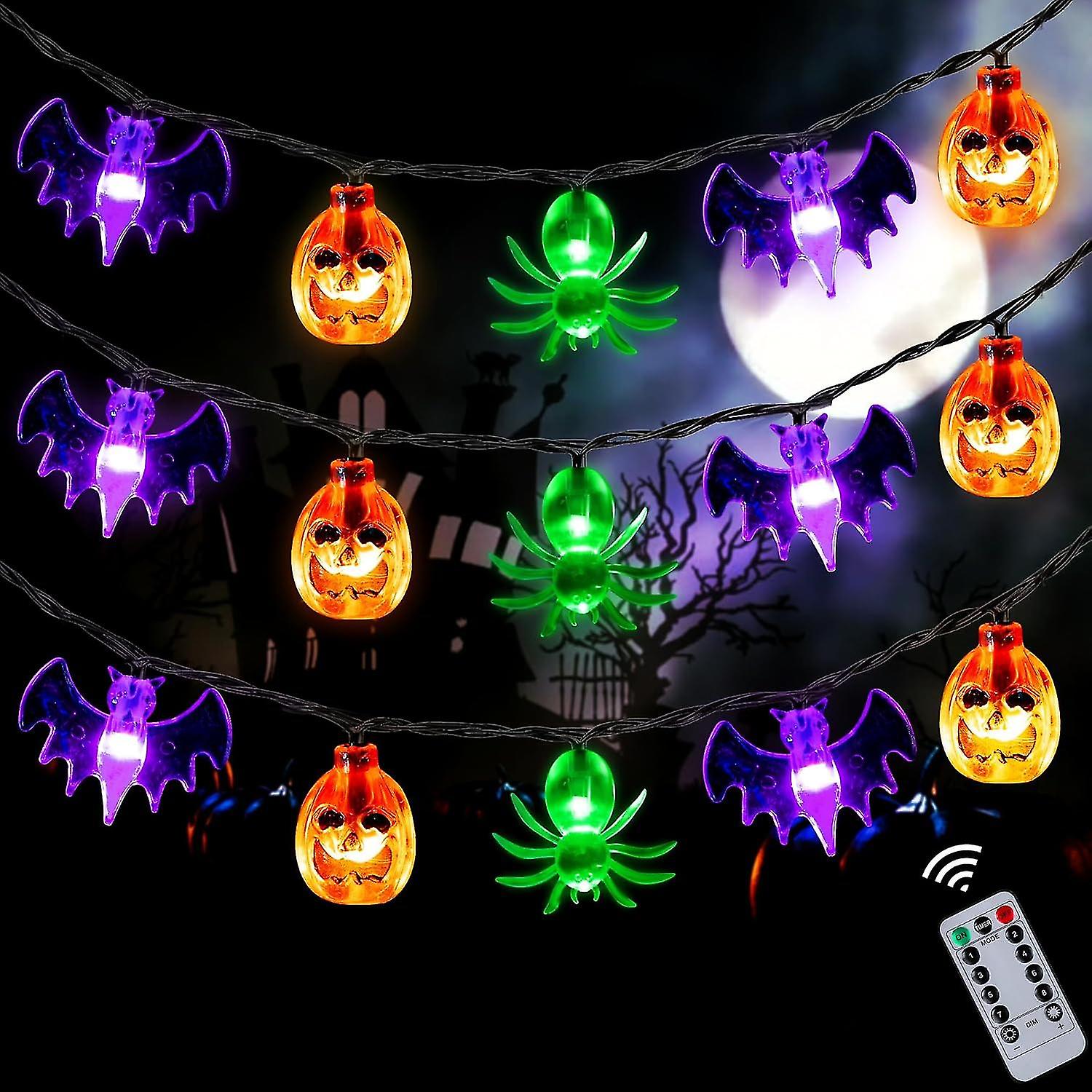Lights Outdoor Indoor 20ft 30 Led 3d Bat String Lights Operated With Timer, 8 Modes Waterproof